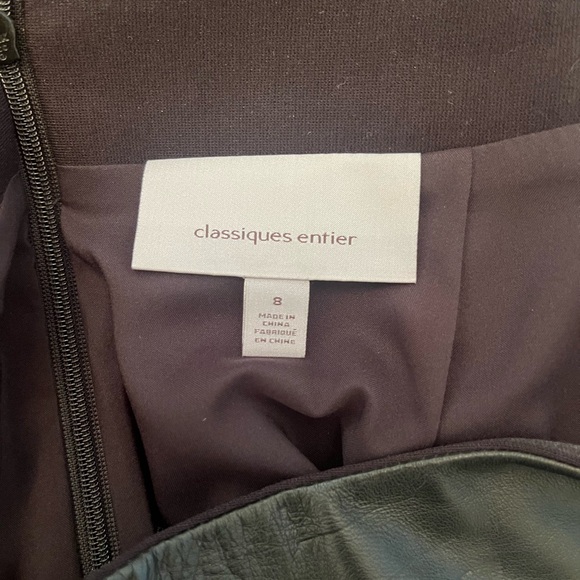 Classiques Entier Mixed Media Front Panel Black Leather Pencil Skirt - Picture 3 of 7